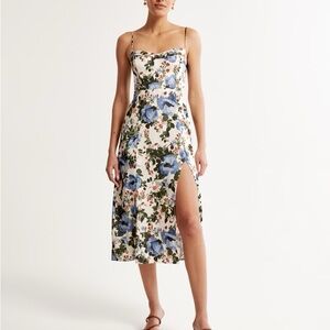 Abercrombie Floral Satin Camille Midi Dress